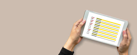 businessman SURVEY and Results Analysis Discovery Conceptのeditorial素材