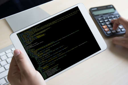 Developer Team Working Laptop Computer Mobile Application Softwareand Web Design Online Technology...