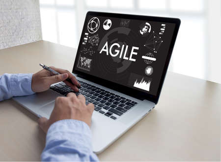 AGILE Agility Nimble Quick Fast Concept businessman workingの写真素材