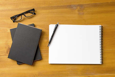 Blank catalog and book , magazines,book mock up on wood background