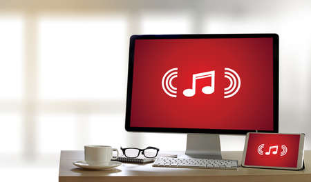 Music Streaming Media enjoying the music Entertainment Downloadの写真素材