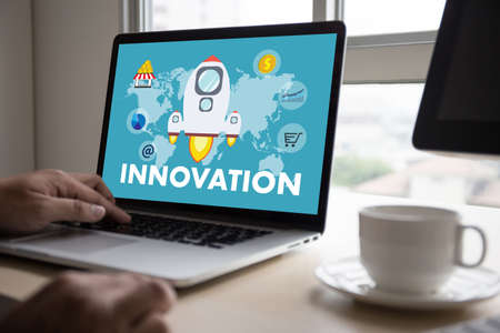 INNOVATION think creative ideas Invent Knowledge Creative processの写真素材