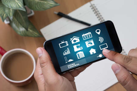 system app Remote home control system on phone Real estate conceptの写真素材