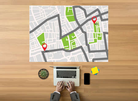 GPS Map to Route Destination network connection Location Street Map with GPS Icons  Navigation