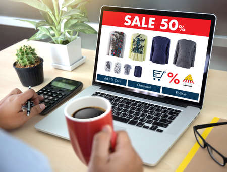Online Shopping Add to Cart Online Order Store buy Sale Digital Online ecommerce Marketingの写真素材