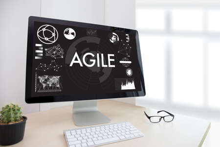 AGILE Agility Nimble Quick Fast Concept businessman workingの写真素材