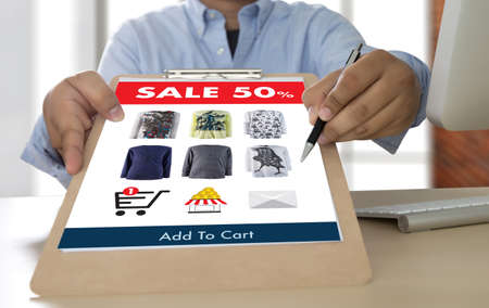 Online Shopping Add to Cart Online Order Store buy Sale Digital Online ecommerce Marketingの写真素材