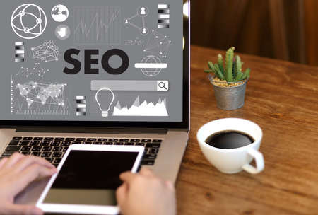 Local SEO Concept Business team hands at work with financial reports Links Global Hyperlink search...