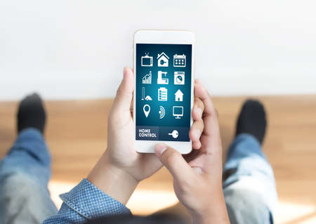 system app Remote home control system on phone Real estate conceptの写真素材
