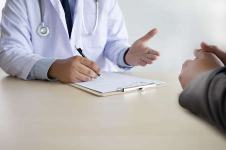 medicine doctor patient healthcare concept contraception Rx prescription form in drug store Pharmacist pharmacyの写真素材