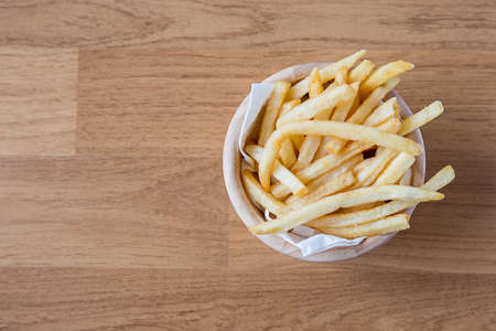 Fresh Potatoes Tasty french fries with ketchup fast food productsの写真素材