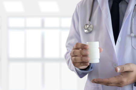 medicine doctor patient healthcare concept contraception Rx prescription form in drug store Pharmacist pharmacyの写真素材