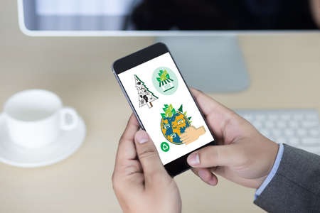 World environment day Earth globe Ecology tree and green leaf  water creative work environmentの写真素材