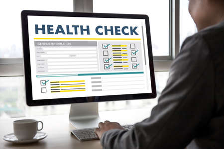 Digital HEALTH CHECK Concept working with computer interface as medical Healthcareの写真素材