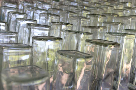 Lots of glass bottles Empty glass  in factory