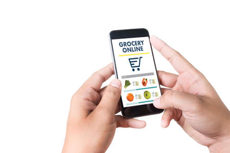 grocery shopping at supermarket mall grocery store through an app