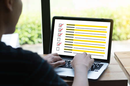 businessman SURVEY and Results Analysis Discovery Conceptの写真素材