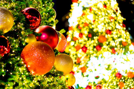 beautiful Blurred Christmas  tree and festive bokeh lighting, blurred holiday backgroundの写真素材