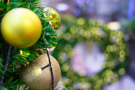 beautiful Blurred Christmas  tree and festive bokeh lighting, blurred holiday backgroundの写真素材