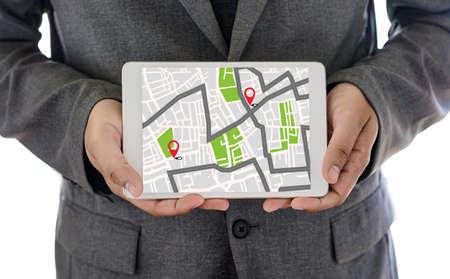 GPS Map to Route Destination network connection Location Street Map with GPS Icons  Navigation