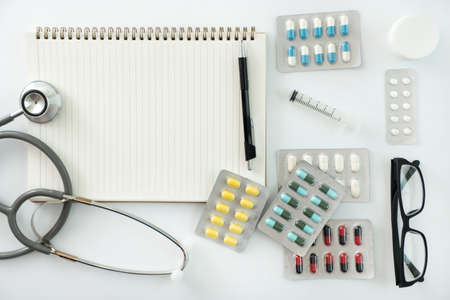 Good health  Medical equipment isolated on white medicine instruments concept