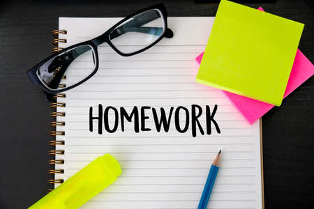 book top view Conceptual of homewor School notebook