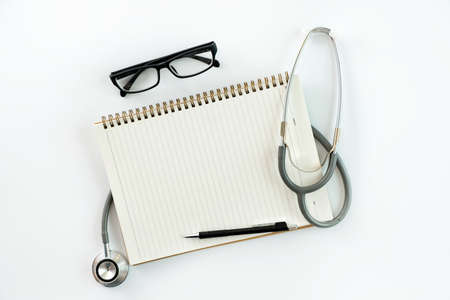 Good health  Medical equipment isolated on white medicine instruments conceptの写真素材