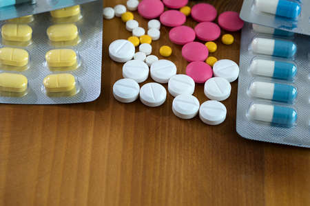 Drug Pharmacy prohibited substances medicine Packaging of tabletsの写真素材