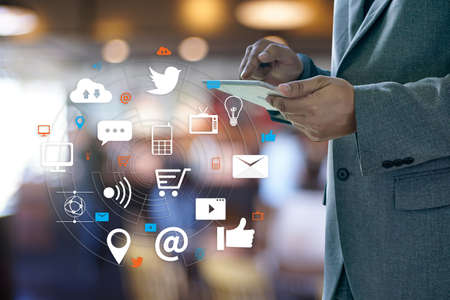 Networking chat Communication Online Social media social networkの写真素材