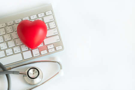 Red heart and a stethoscope Medical Equipment Healthcare medical insuranceの写真素材