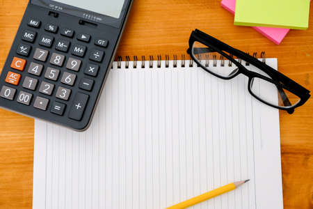 book top view Homework School notebook  ready for adding text or mockupの写真素材