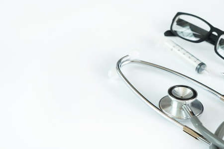 Good health  Medical equipment isolated on white medicine instruments conceptの写真素材