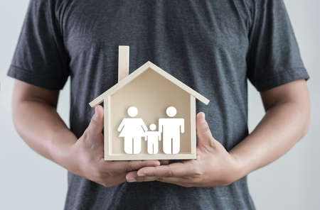 hands holding house homeless housing shelter  architecture  building  construction, real estate and propertyの写真素材