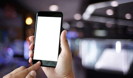 Close up man hands using smart phone Technology and phone technology trendsの写真素材