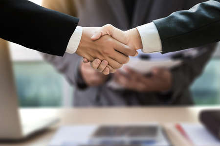 Business  Successful  handshake and business people Meeting and greeting concept