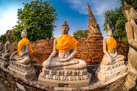 Young man Asian Happy tourists  traveling backpacker Tourist traveler on background viewの写真素材