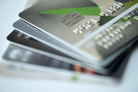 Closeup macro shot with credit card Backgroundの写真素材