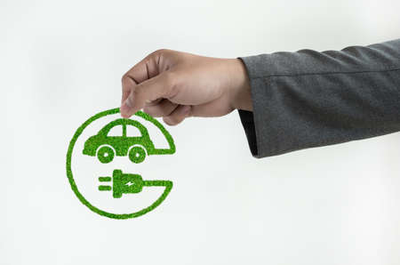 green electric car energy in transportation electric conceptの写真素材