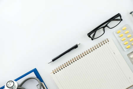 Good health  Medical equipment isolated on white medicine instruments conceptの写真素材