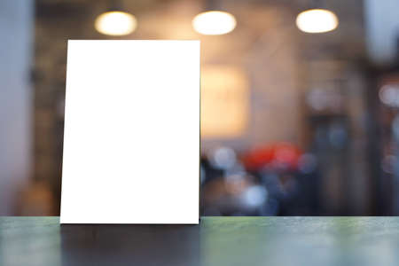 Stand  Mock up Menu frame  tent card  blurred background  design key visual layout ONLINE ADVERTISINGの写真素材