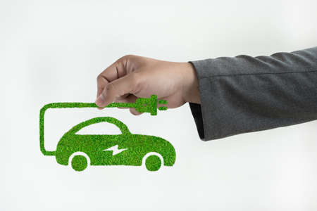 green electric car energy in transportation electric conceptの写真素材