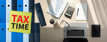 Tax Concept Business analyzing Individual income tax return form