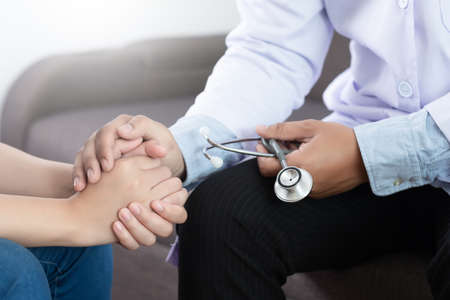 Medicine and health care concept Parkinson and alzheimer female patient