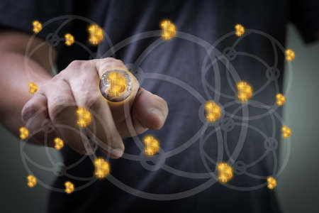 bitcoin  electronic computer concept design Blockchain   cryptocurrencies Financial growthの写真素材