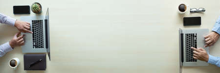 computers the view from the top business banner with copy spaceの写真素材