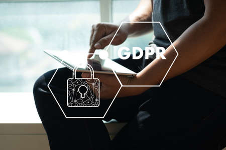 GDPR. Data Protection Regulation IT technologist Data Security system Shield Protection