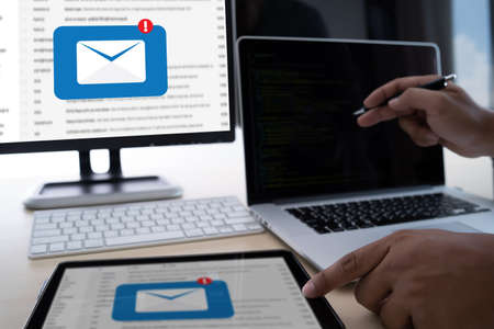 Mail Communication Connection message to mailing contacts phone Global Letters Concept