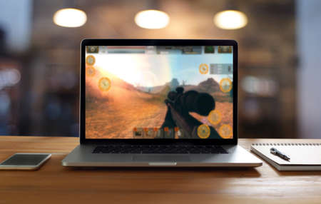 man playing fun gamer gamepad  game Games Online esports conceptの写真素材