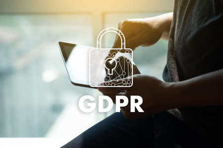 GDPR. Data Protection Regulation IT technologist Data Security system Shield Protection