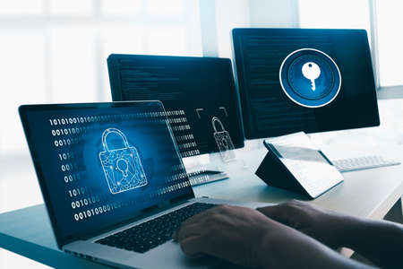 CYBER SECURITY Business technology secure Firewall Antivirus Alert Protection Security and Cyber...